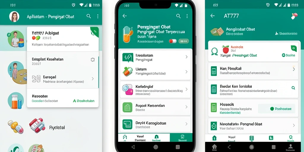 Tampilan antarmuka aplikasi Pengingat Obat AT777 yang sederhana dan efektif.