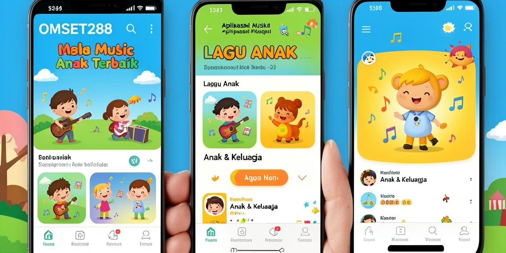Tampilan antarmuka aplikasi Lagu Anak yang interaktif dan ramah anak.
