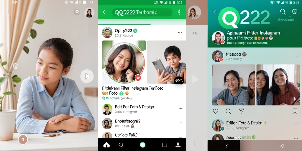 Tampilan dan fungsi aplikasi QQ222 untuk edit foto yang menarik.